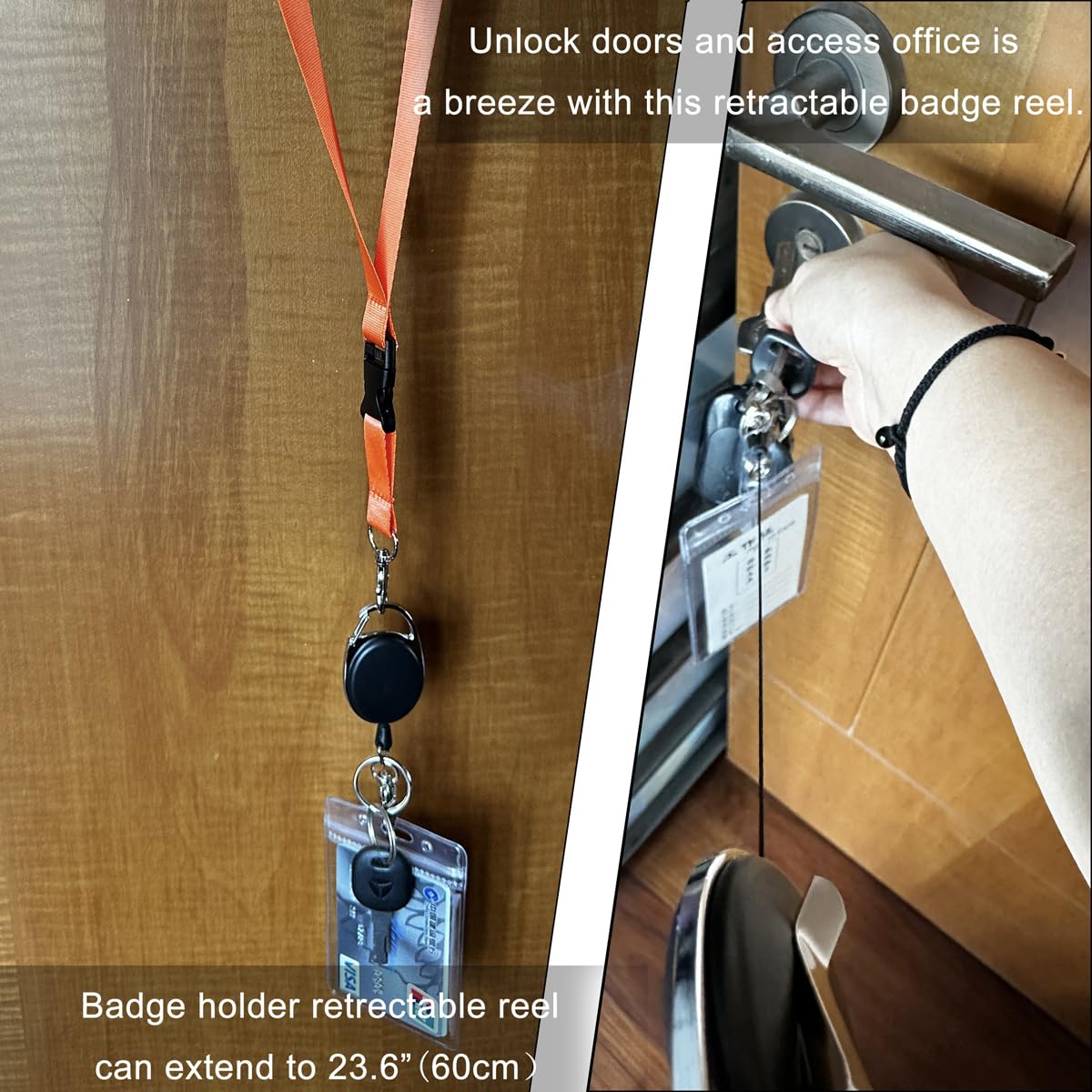 Retractable Badge Reel with Claw Clasp and Clip - 2 Pack
