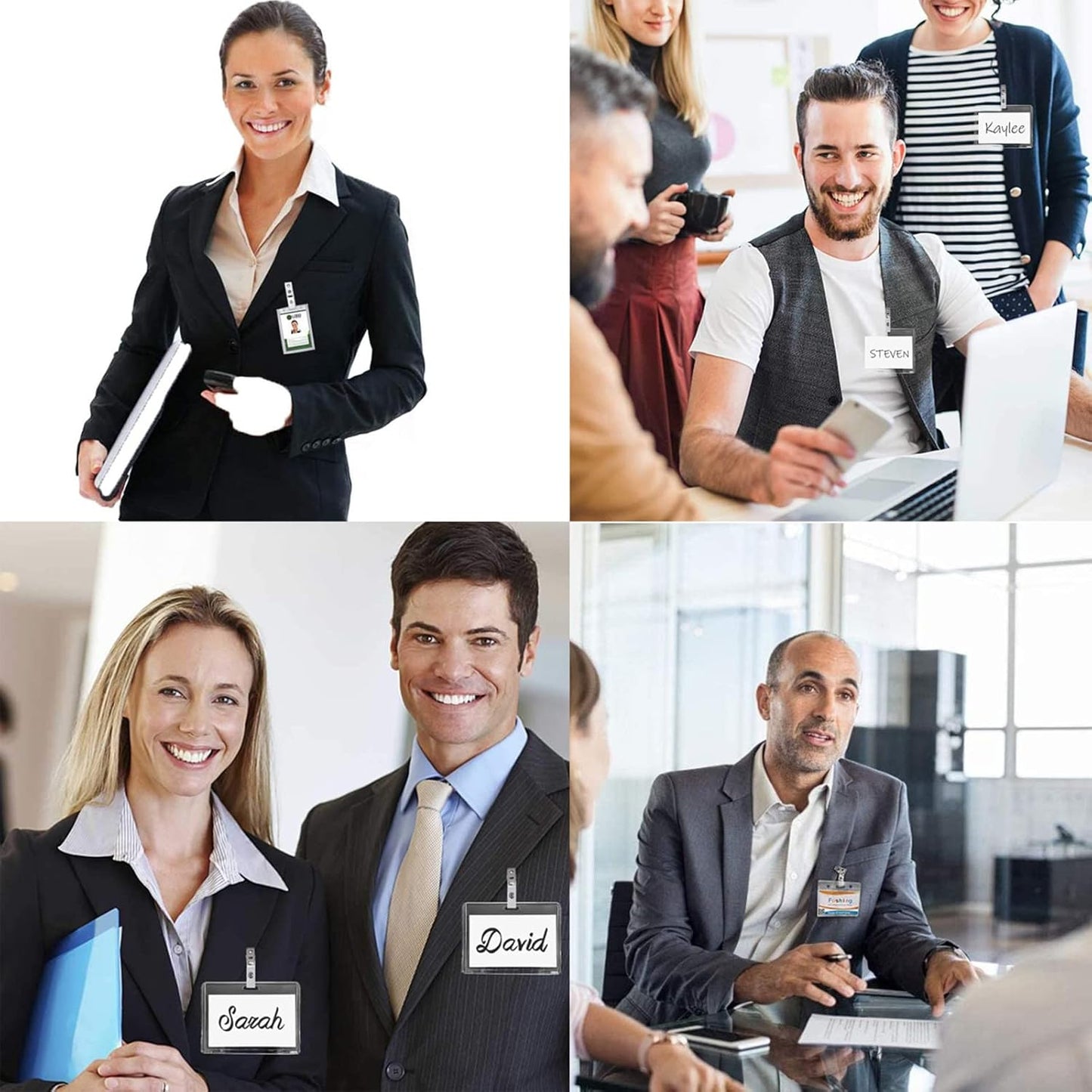 100 Pieces Clear Name Tag Holders with Clips - Waterproof Badge Holder