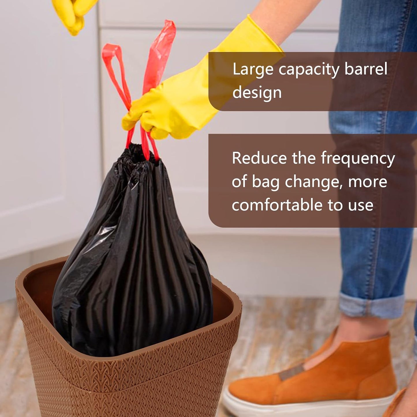 Rattan Patterned Trash Can - Lightweight Waste Bin for Home & Office-CentralDepot247