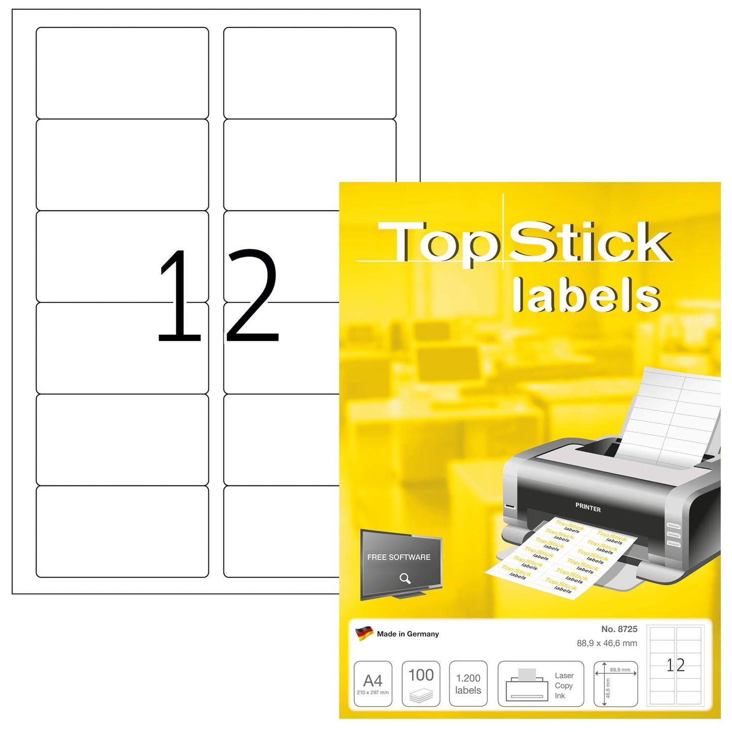 TopStick Self Adhesive Address Labels - 2100 Blank Labels