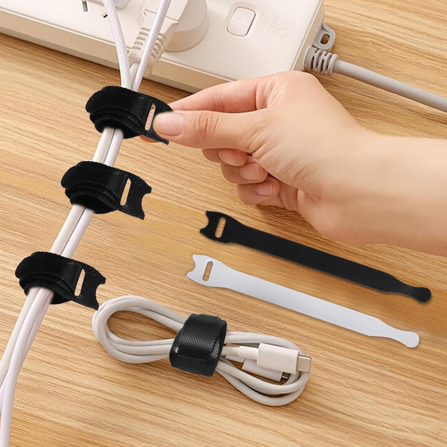 100 Pcs Reusable Hook and Loop Cable Ties - Cable Organizer Straps-CentralDepot247