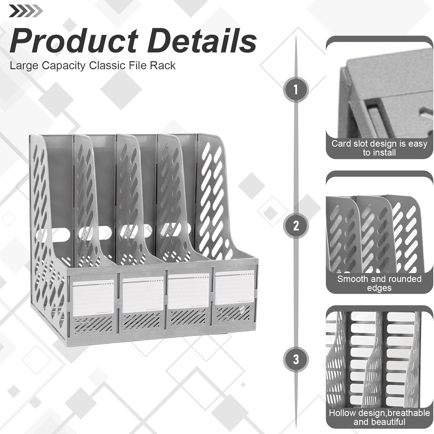 Sturdy A4 Magazine File Holder with 4 Sections - Desktop Organizer-CentralDepot247