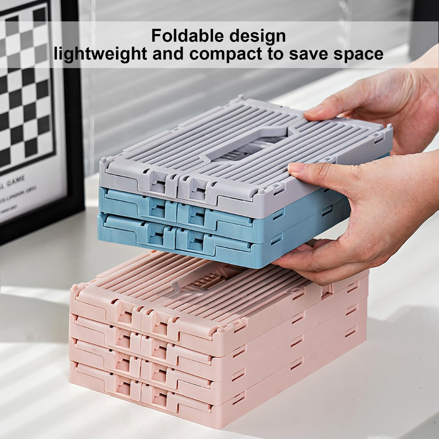 Stackable Storage Baskets - Pack of 6 Pastel Folding Crates-CentralDepot247