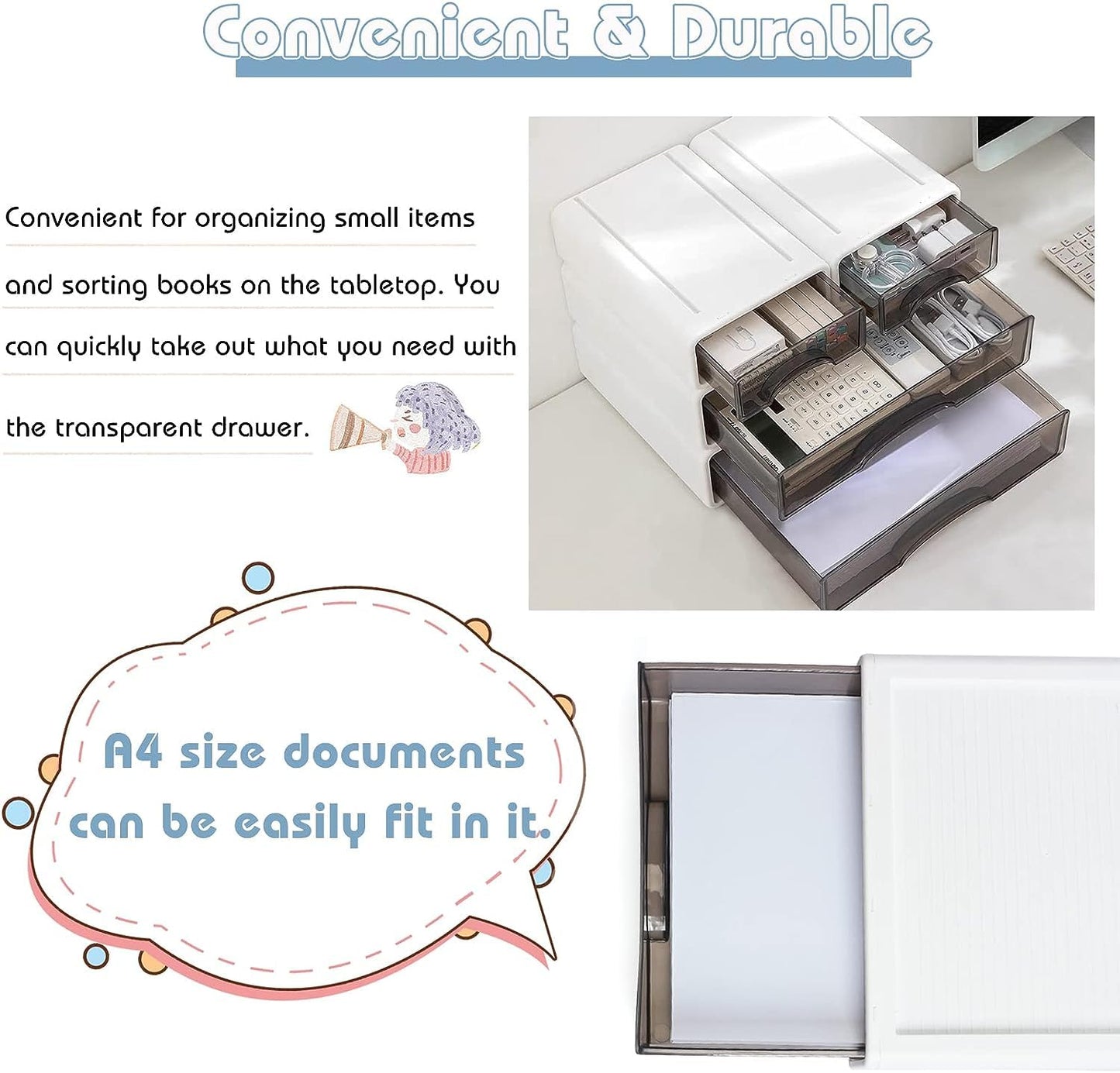 Stackable 4-Drawer Desk Organizer for Office & Home-CentralDepot247