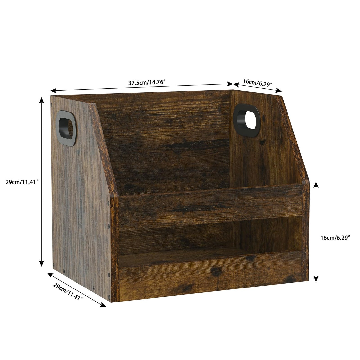 Vinyl Album Storage Box - Rustic Brown LP Record Holder-CentralDepot247