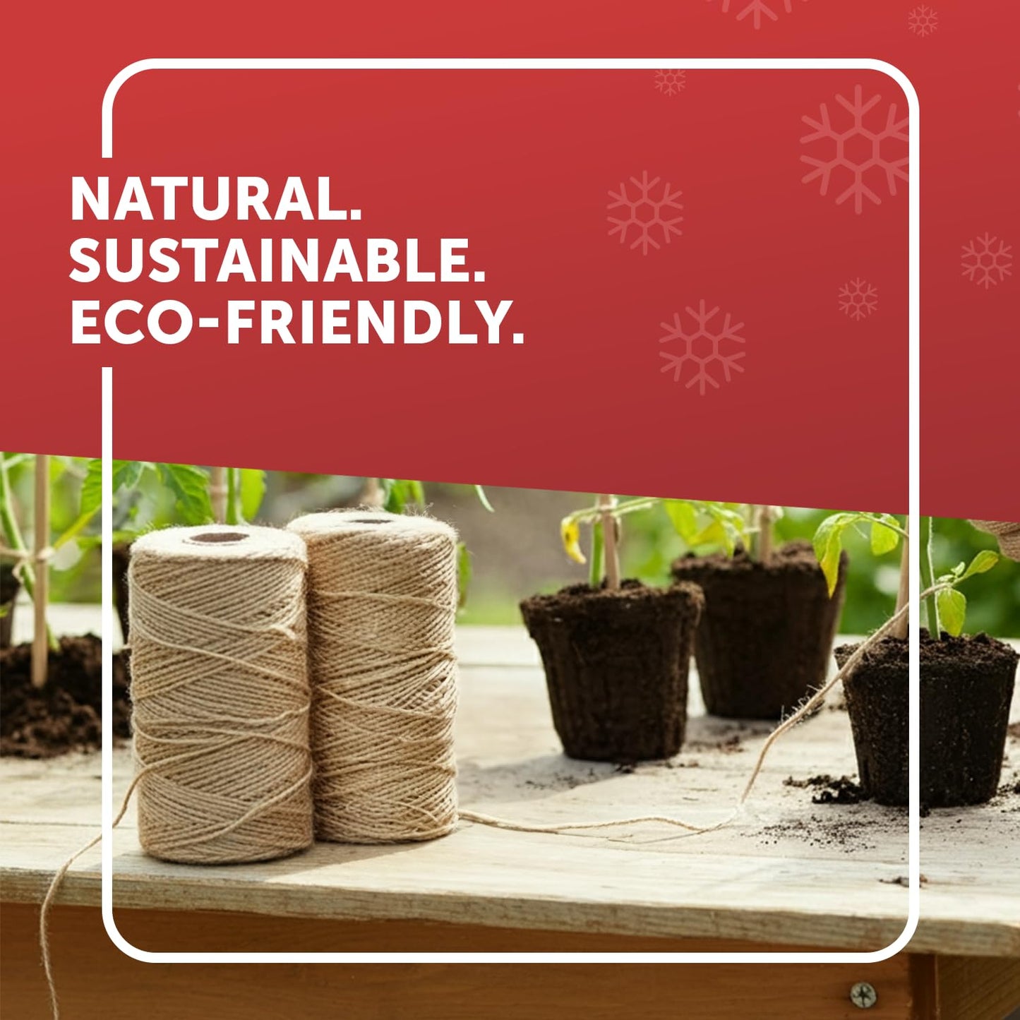 Merrimen Biodegradable Jute Christmas Wrapping Twine – 3 Rolls of Strong 3-Ply Natural Twine for Gift Wrapping, DIY Crafts, and Holiday Decorations – 500ft per Roll (Brown)-CentralDepot247