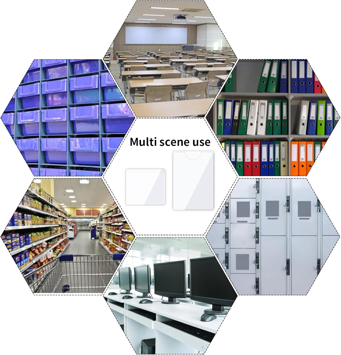 100 Pack Self-Adhesive Plastic Card Sleeves - 2 Sizes for Organizing