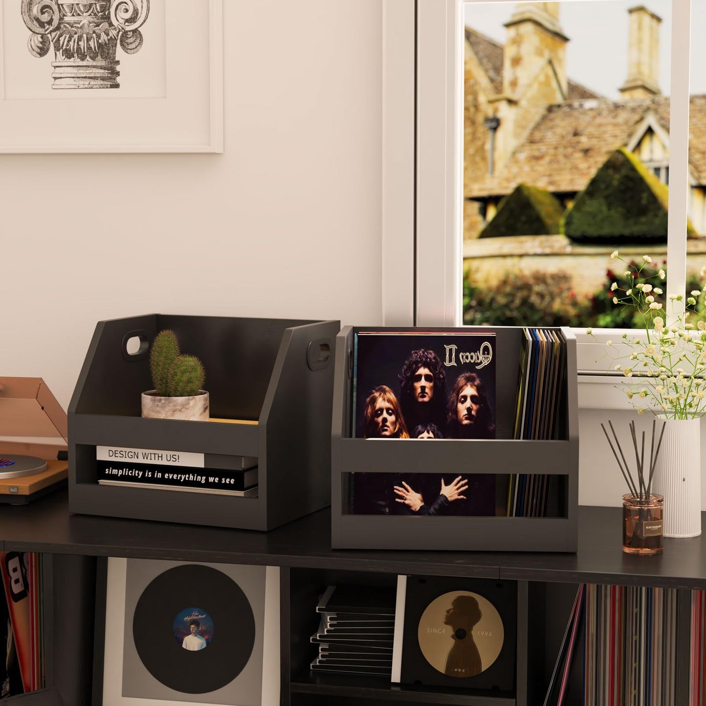 Vinyl Album Storage Box - Rustic Brown LP Record Holder-CentralDepot247