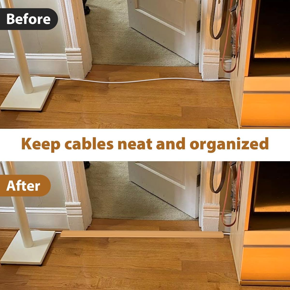 Wood Grain Floor Cable Cover - 2 Meters Self-Adhesive Rubber Protector-CentralDepot247