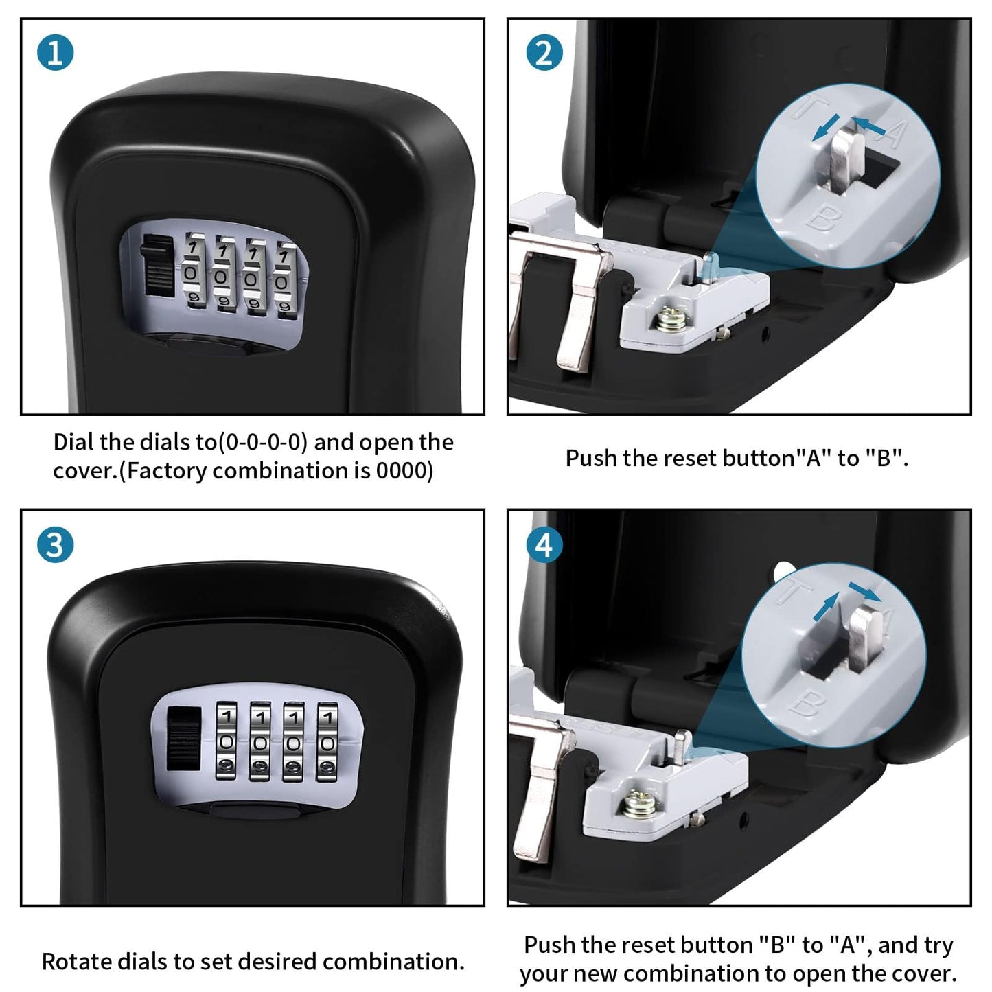 Wall Mounted Key Safe - 4 Digit Combination Lock Box for Indoor/Outdoor