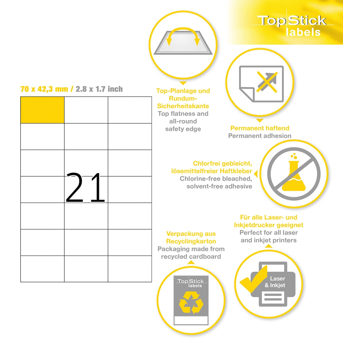 TopStick Self Adhesive Address Labels - 2100 Blank Labels