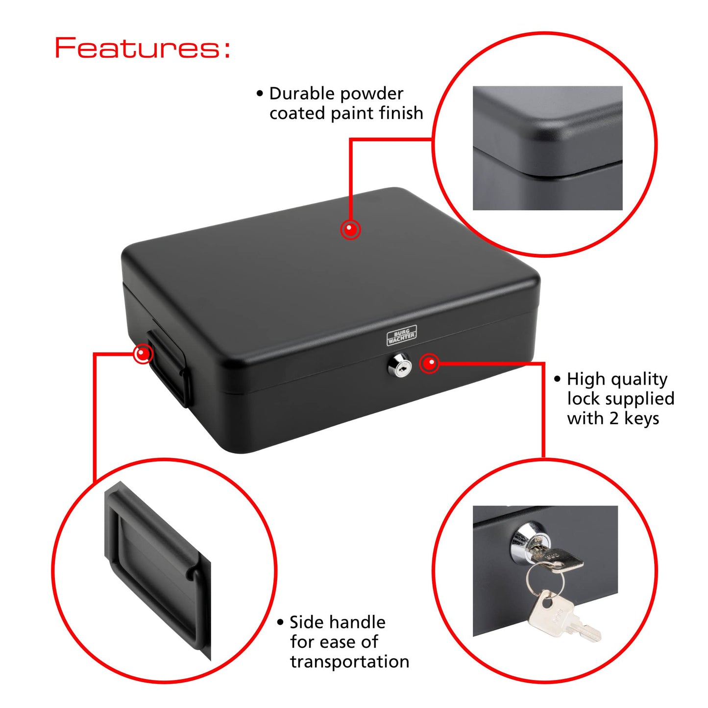 Sterling DB02 Deed Box, Black, 14.5" - Secure Document Storage