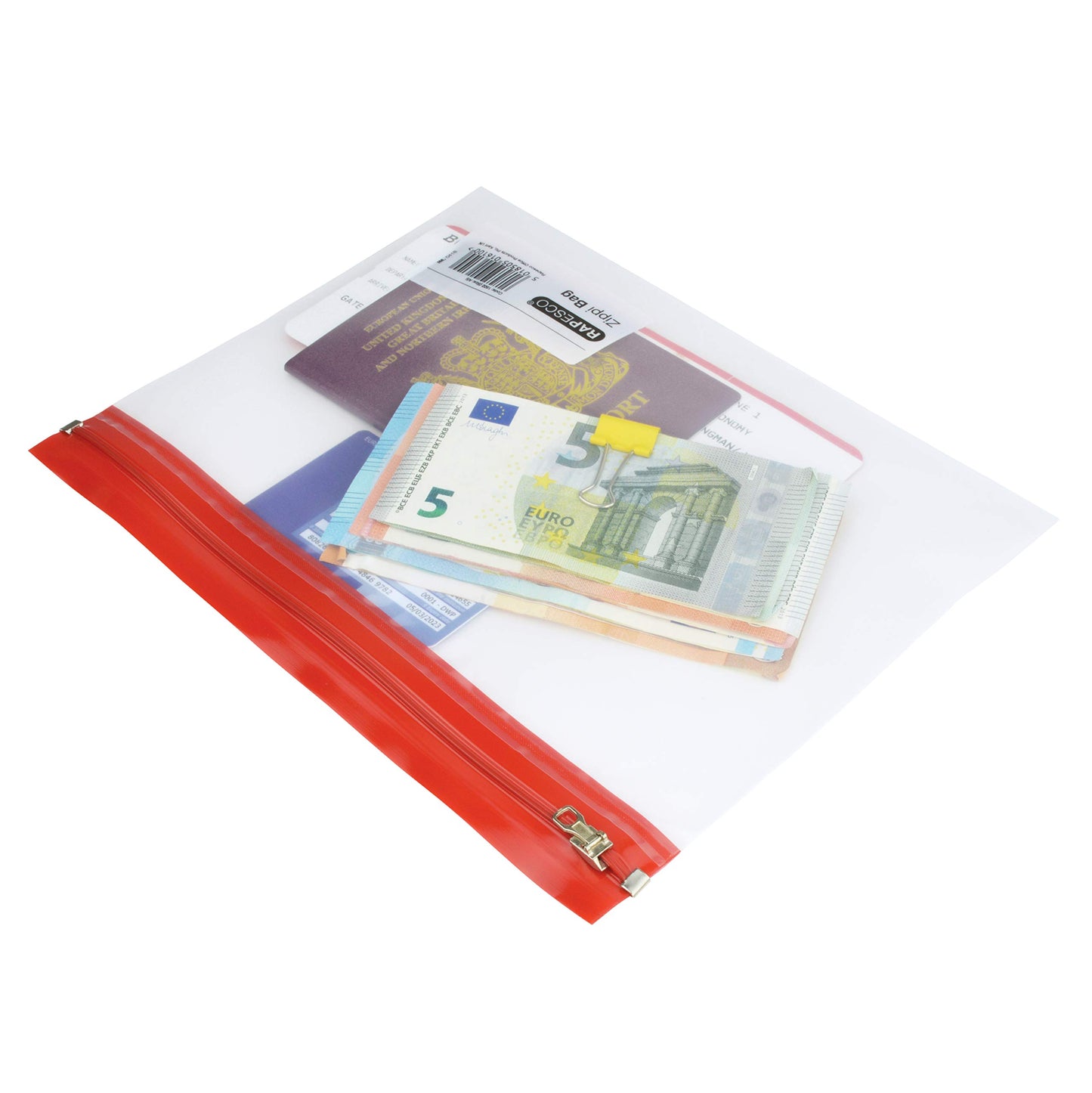 Rapesco 1503 Zippi File A4+, Transparent with Assorted Strips, Pack of 5