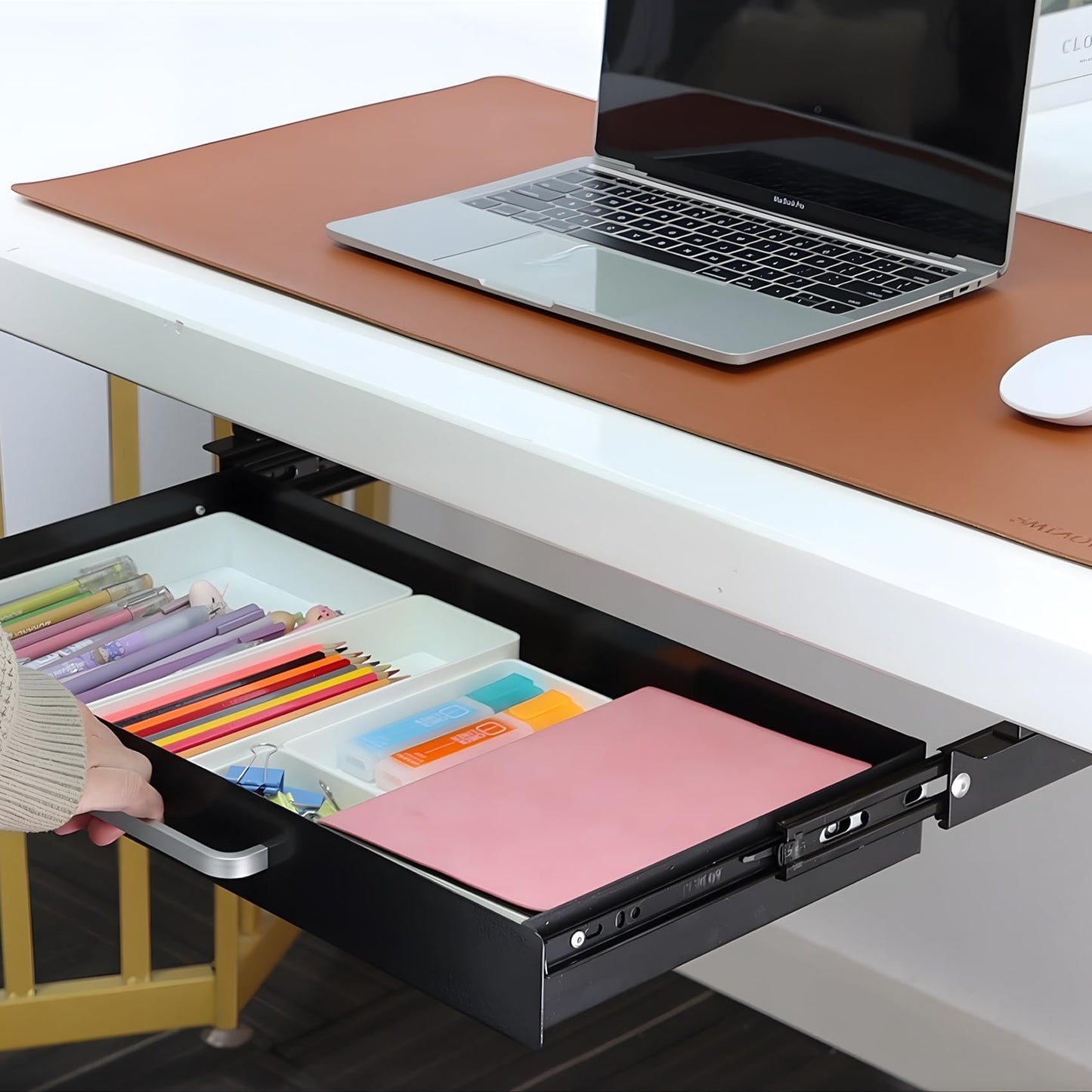 Under Desk Drawer Organizer with 4 Plastic Dividers - 54cm-CentralDepot247