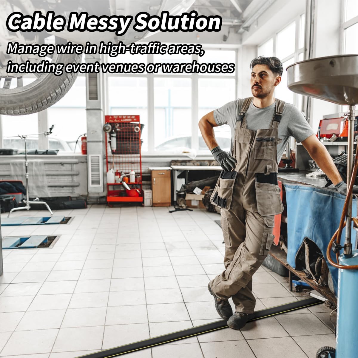 Self-Adhesive Floor Cable Cover Protector - 2M PVC Wire Hider-CentralDepot247