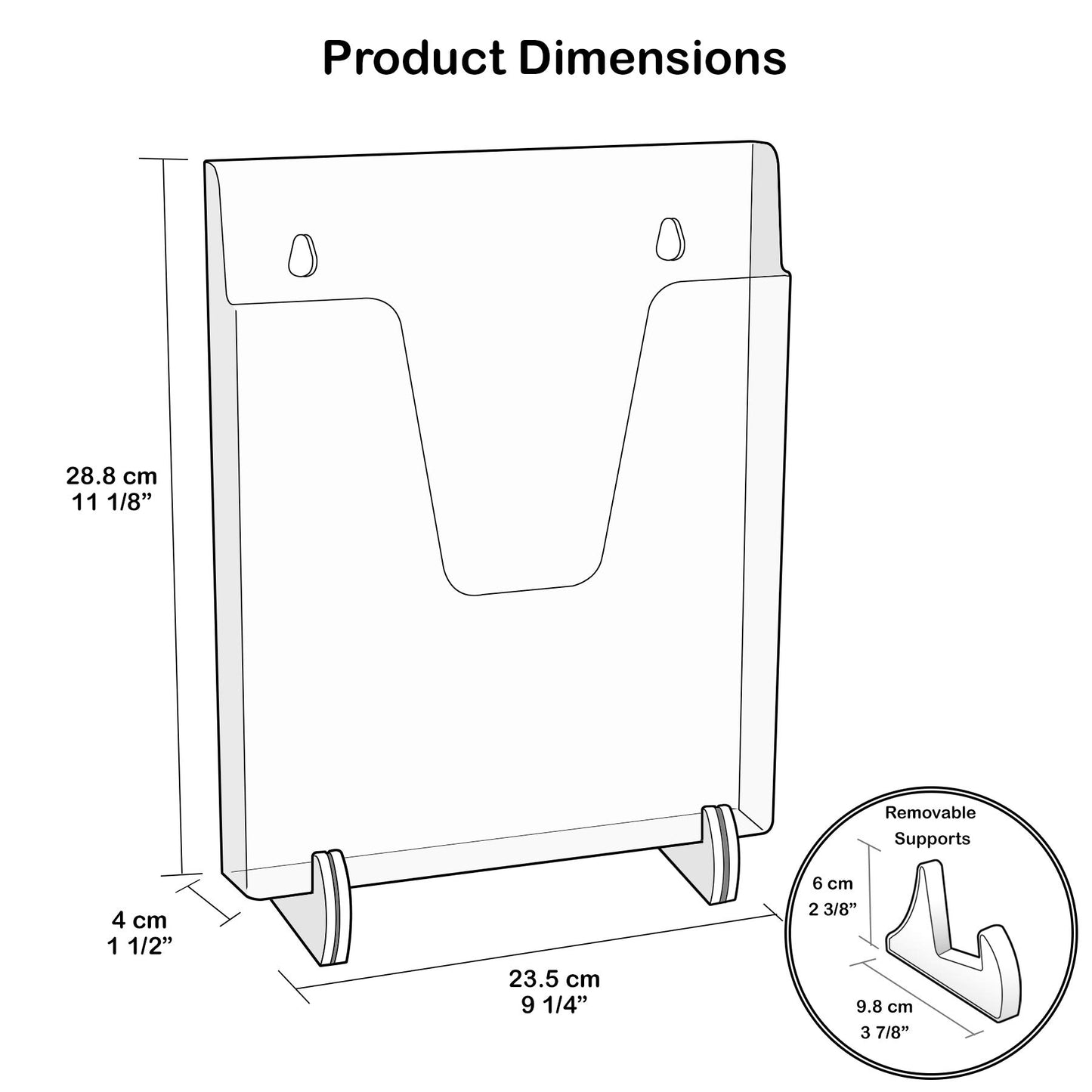 Vertical Acrylic Pocket File Holder for Brochures - Clear-CentralDepot247