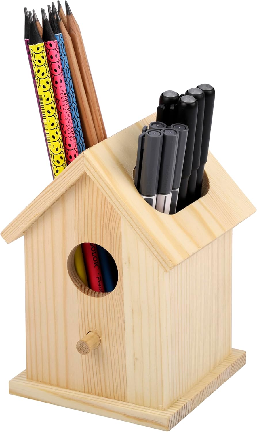 Wooden Birdhouse Pen & Pencil Holder for Desk - Organiser & Storage Pot-CentralDepot247