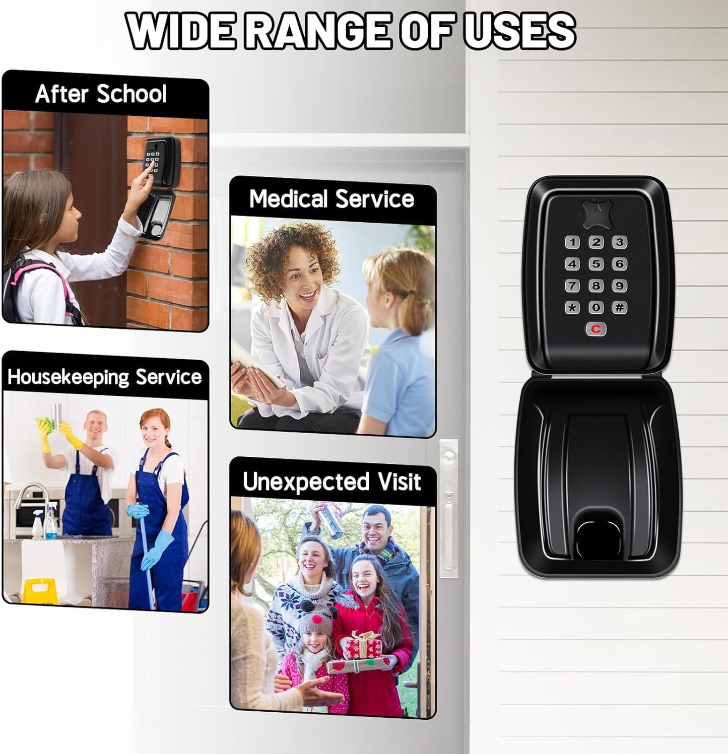 Wall Mounted Key Safe Box - 12-Digit Combination, Waterproof, Extra Large