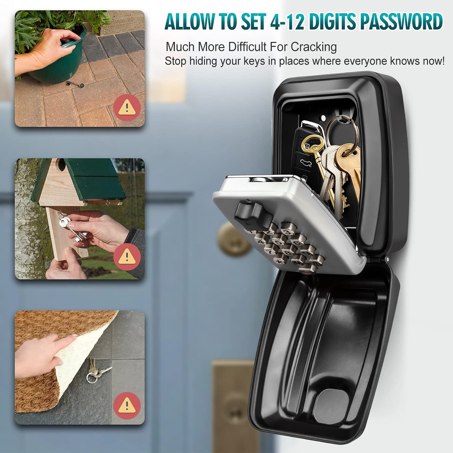 Wall Mounted 12 Digit Combination Key Safe Box for Outdoor Security