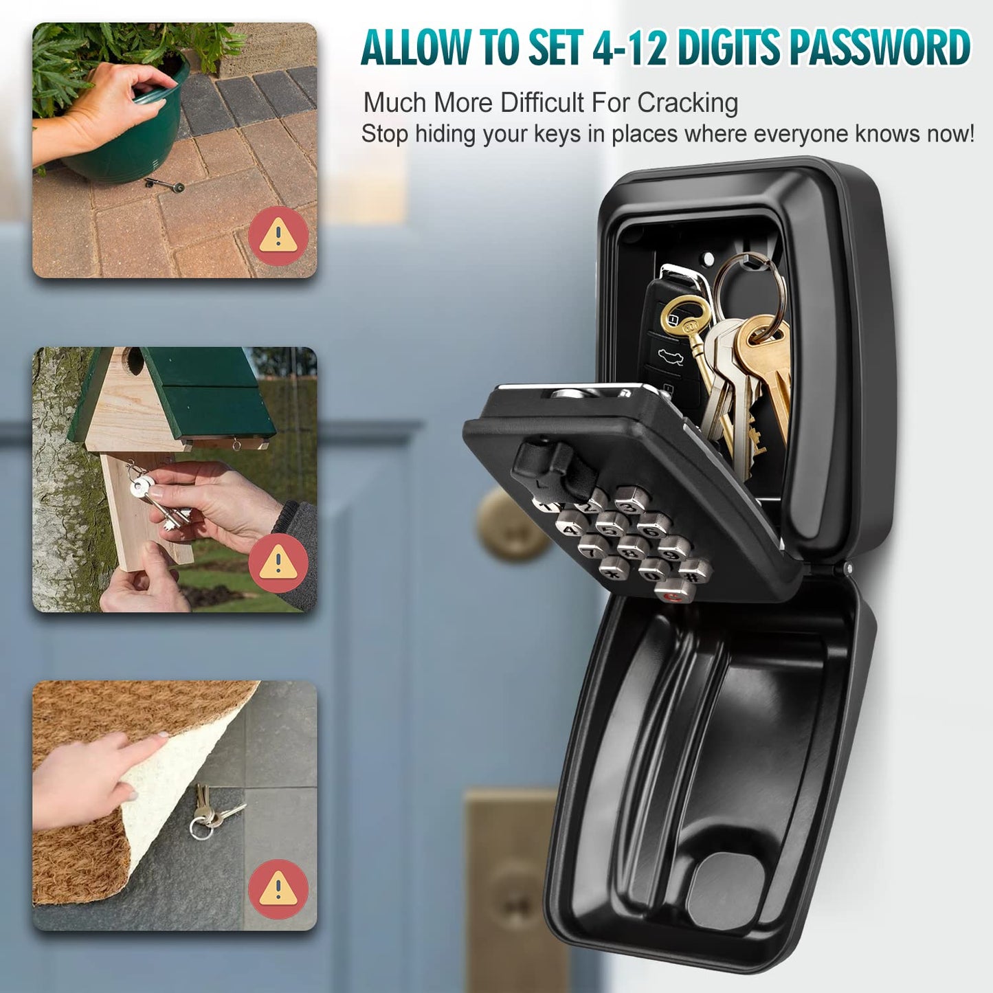 Wall Mounted 12 Digit Combination Key Safe Box for Outdoor Security
