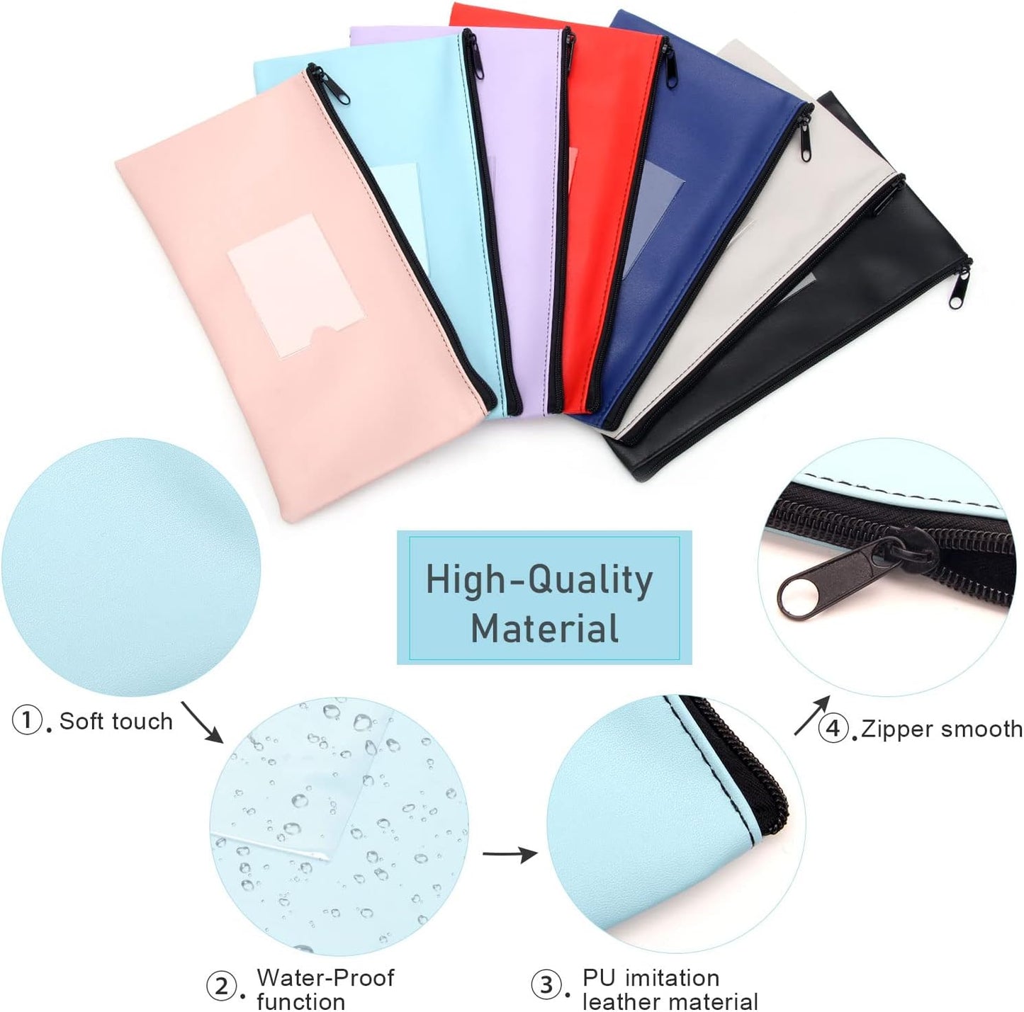 7-Day Zipper Security Bank Deposit Bags - Multi-Use Cash Pouches
