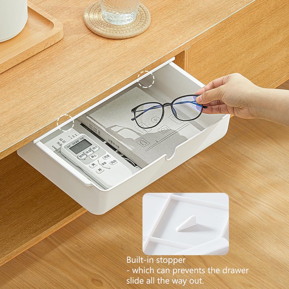 Under Desk Drawer Storage Organizer - Large Size White 2 Pack-CentralDepot247