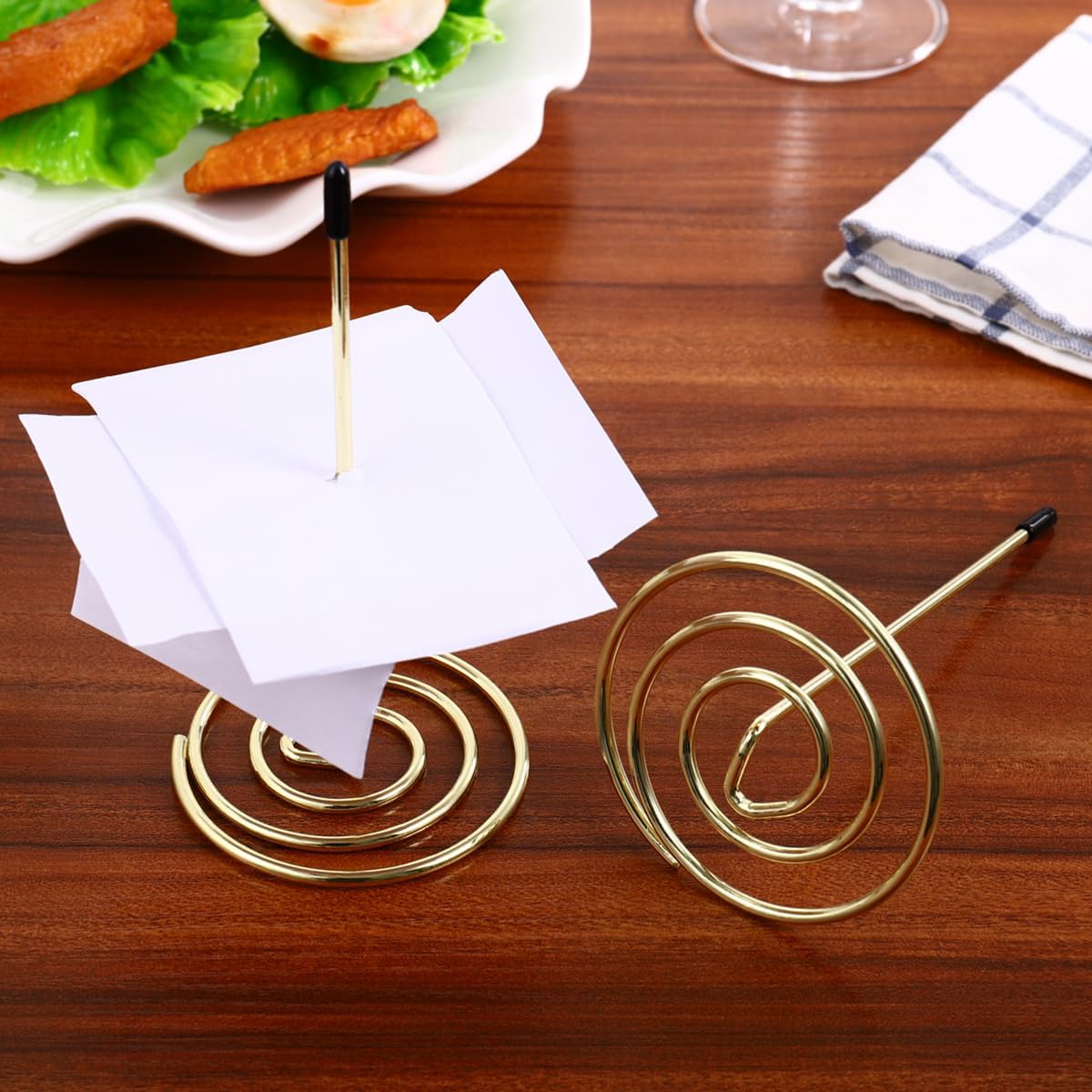 Stainless Steel Check Spindle Fork - Invoice Note Holder (2 Pcs Gold)-CentralDepot247