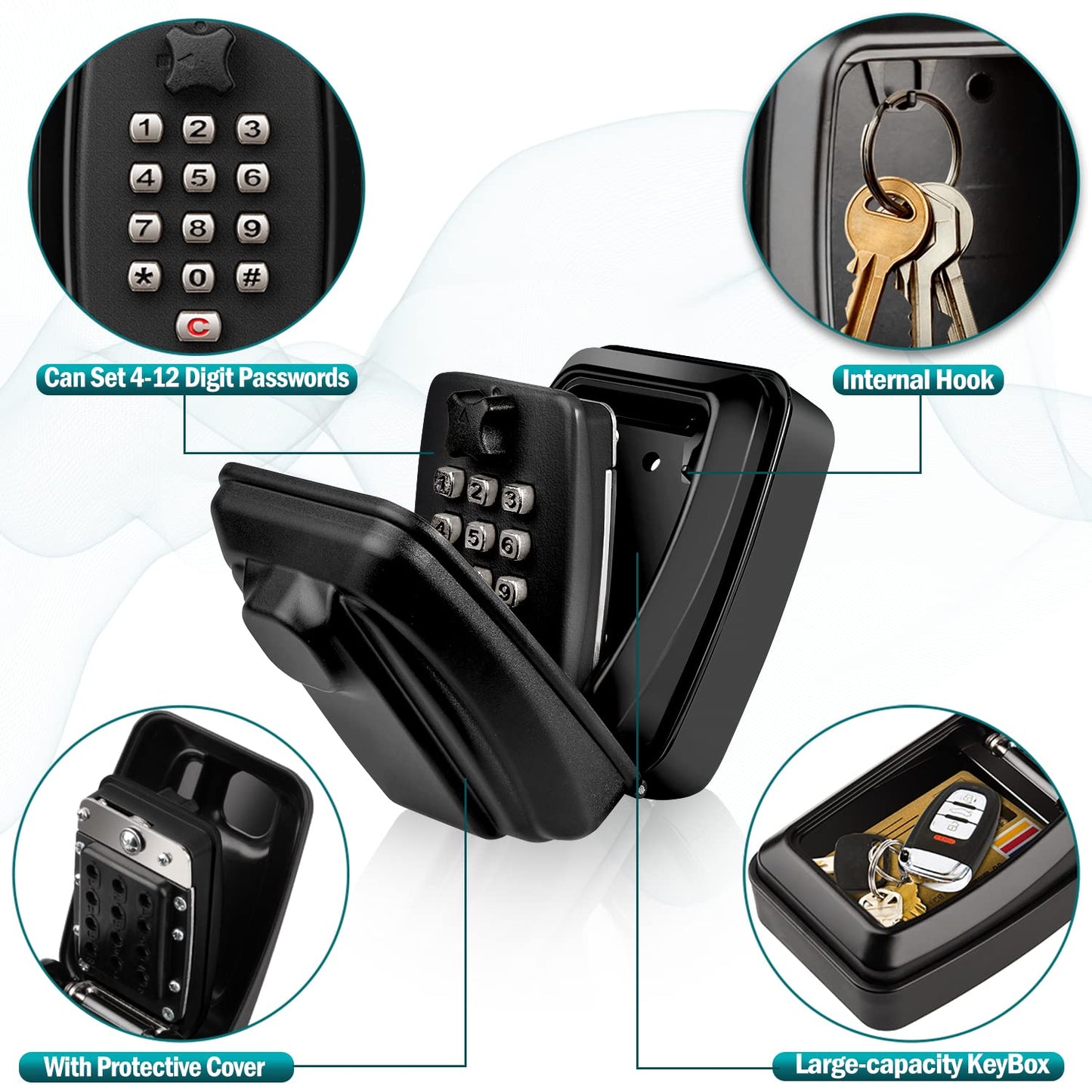 Wall Mounted 12 Digit Combination Key Safe Box for Outdoor Security