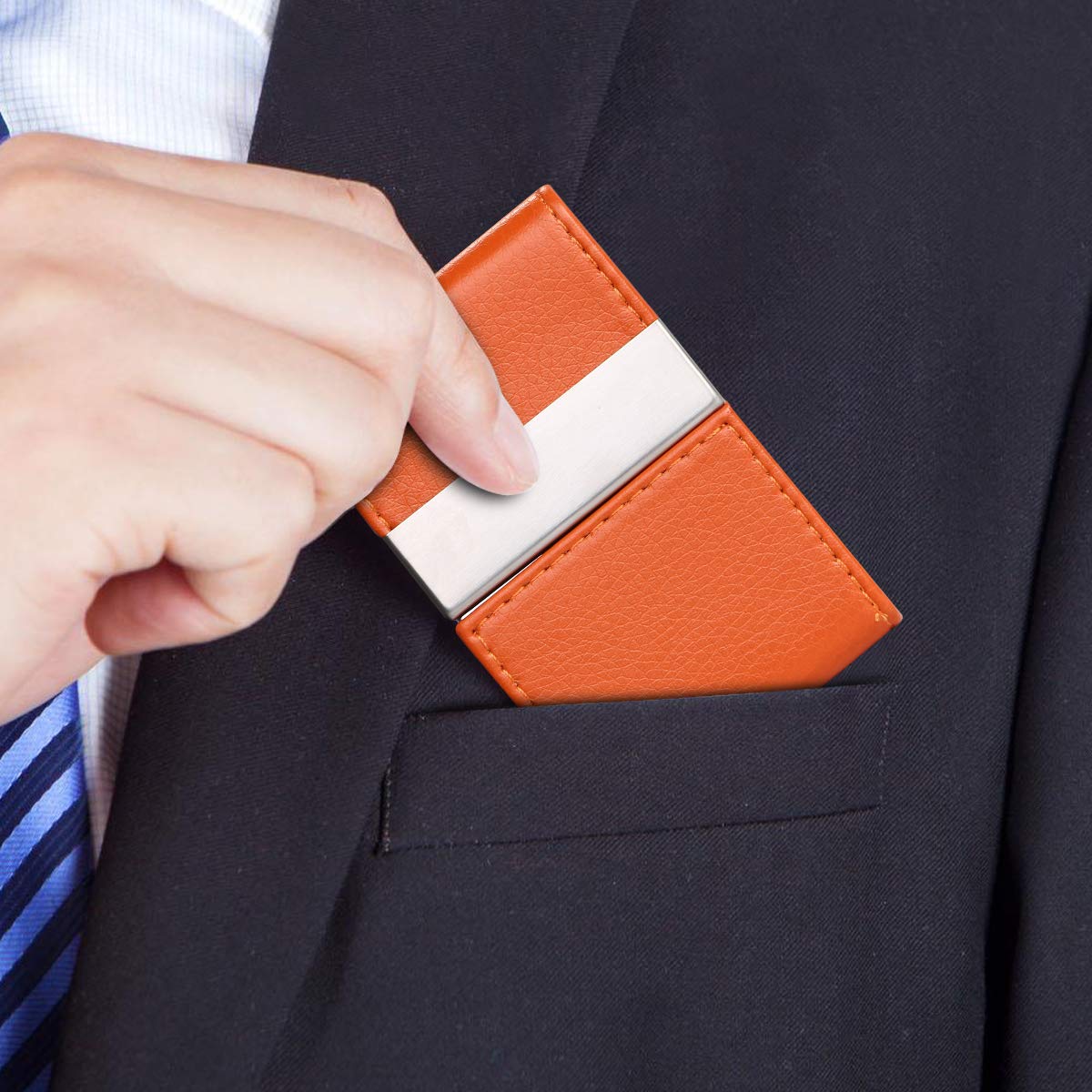 PU Leather Business Card Holder with Magnetic Buckle-CentralDepot247