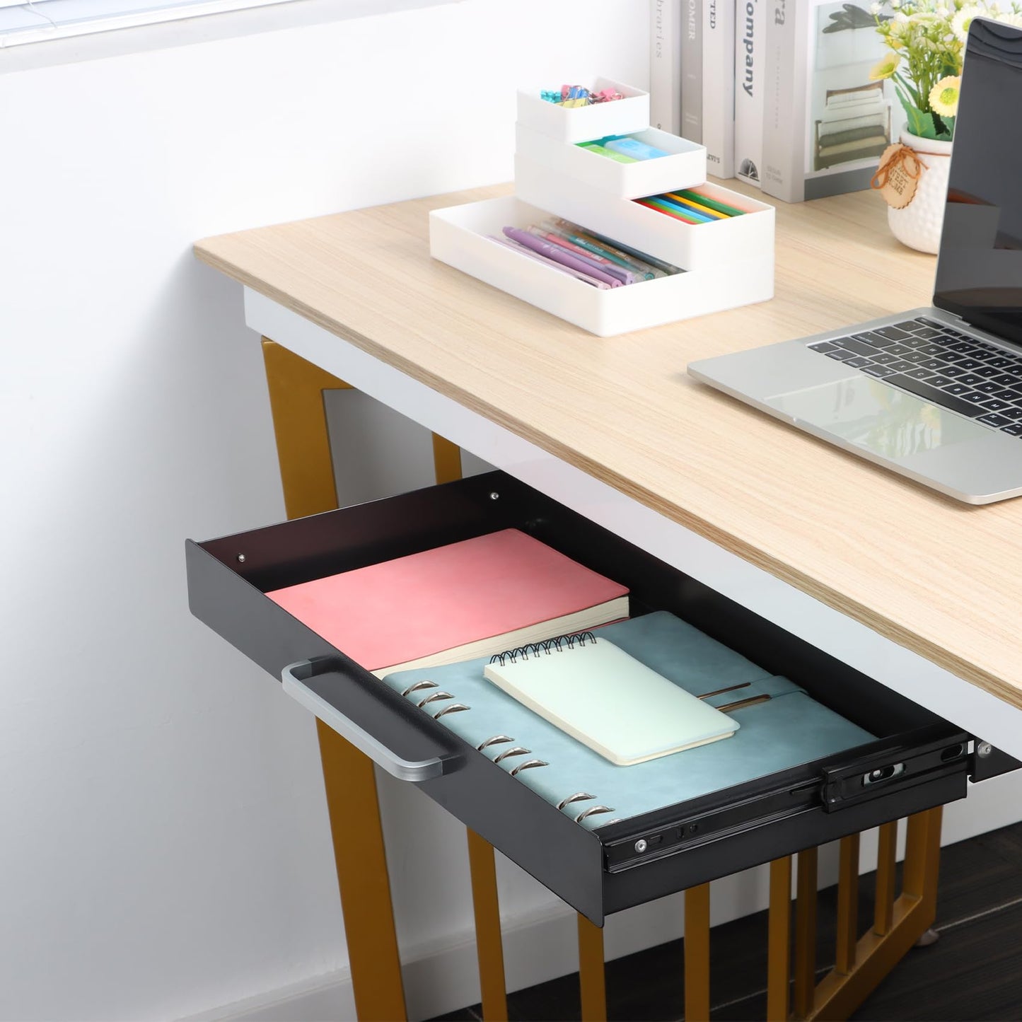 Under Desk Drawer Organizer with 4 Plastic Dividers - 54cm-CentralDepot247