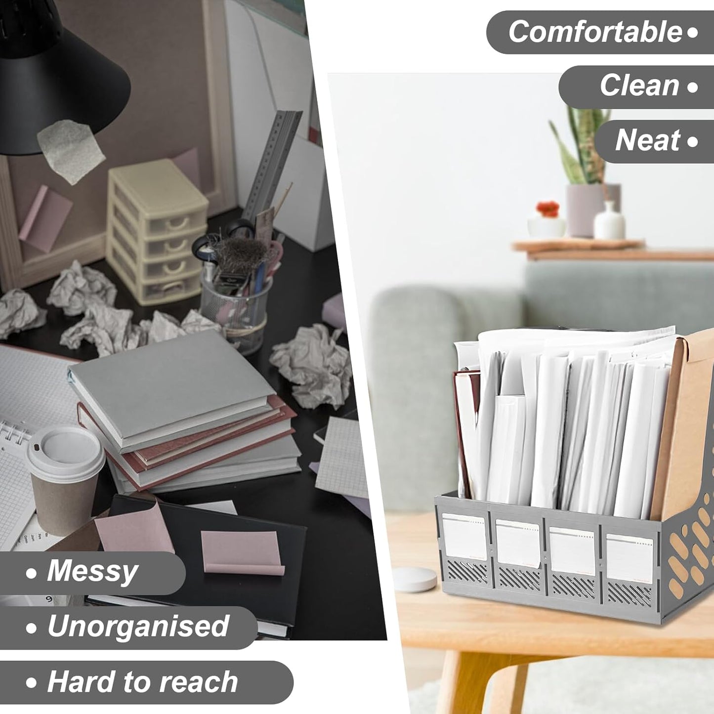Sturdy A4 Magazine File Holder with 4 Sections - Desktop Organizer-CentralDepot247
