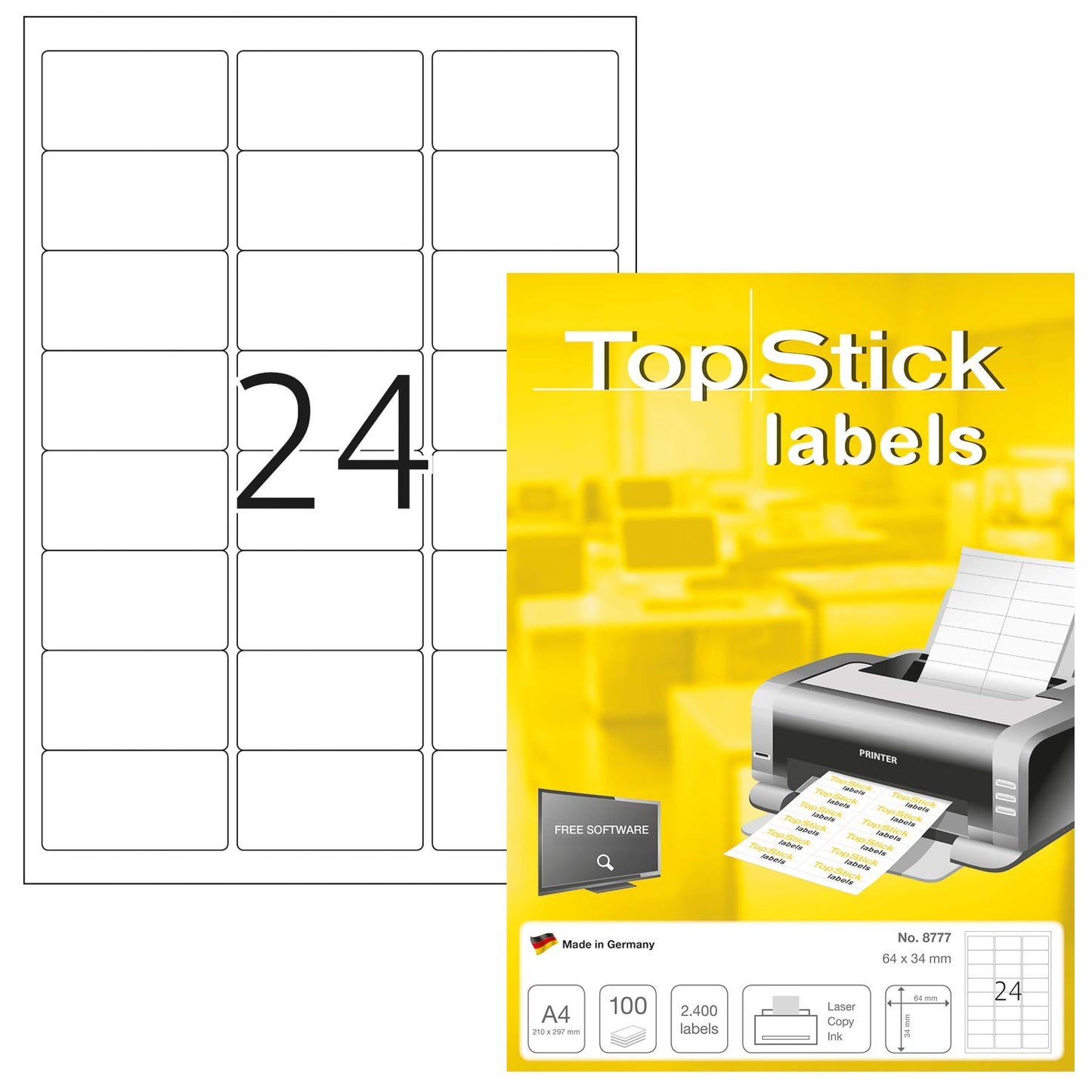 TopStick Self Adhesive Address Labels - 2100 Blank Labels