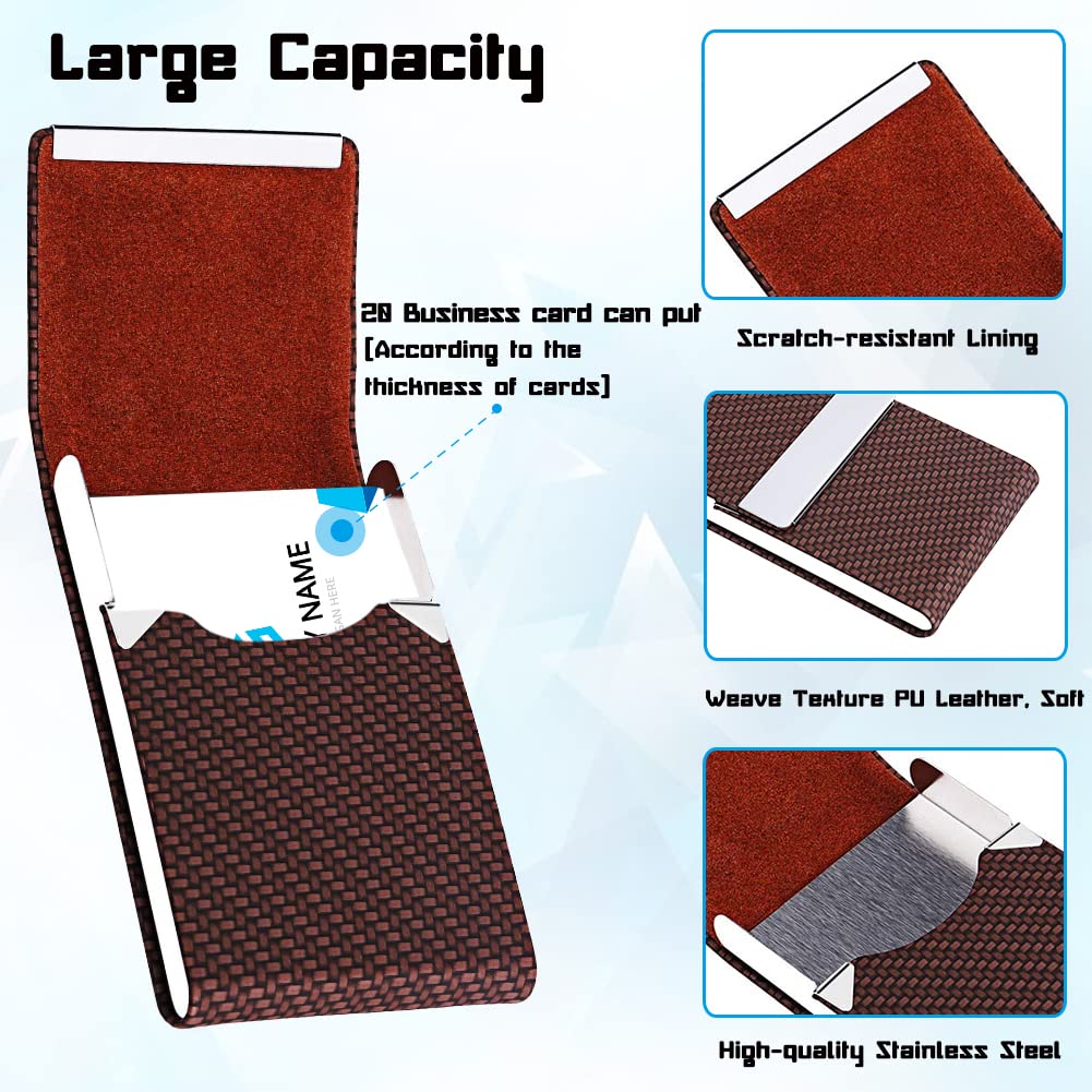 Professional PU Leather & Stainless Steel Business Card Holder - Coffee-CentralDepot247