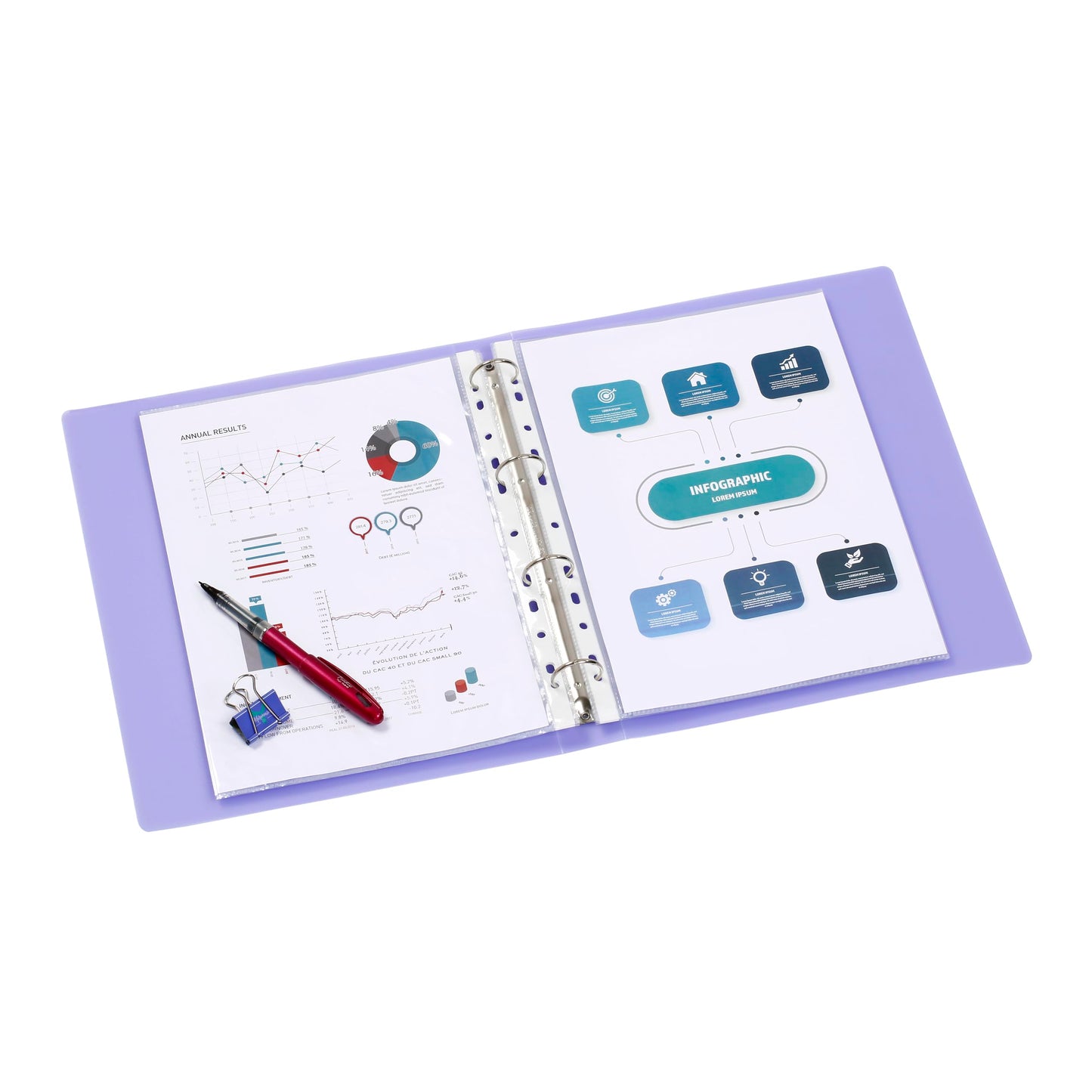 Viquel 097301-05 Customisable 4-Ring Binder 35mm Spine Blue/Green