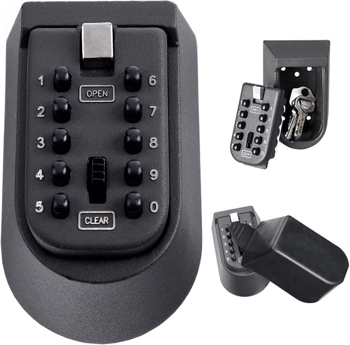 Outdoor Wall Mounted Key Lock Box - Set Your Own Combination - Black