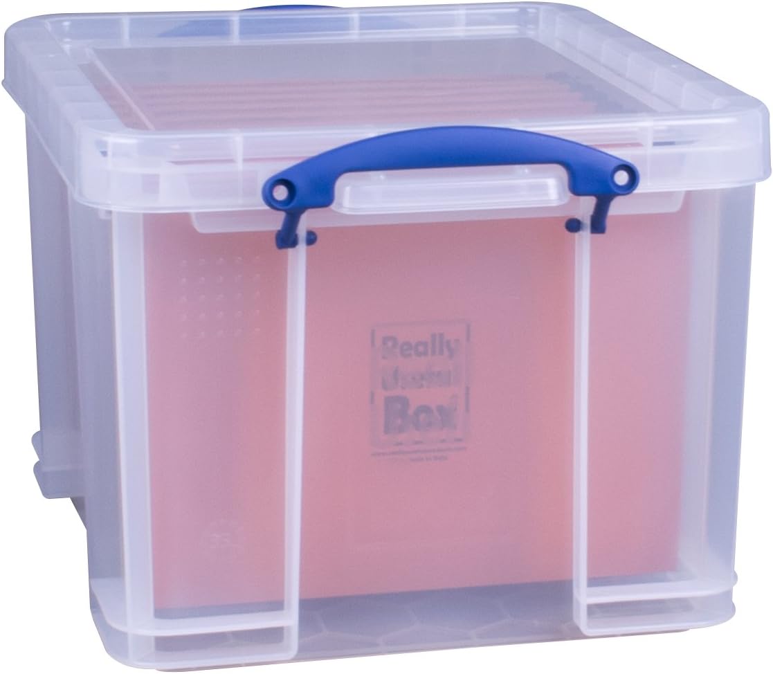 Really Useful Box 35 Litre Clear Plastic Storage with 10 A4 Suspension Files