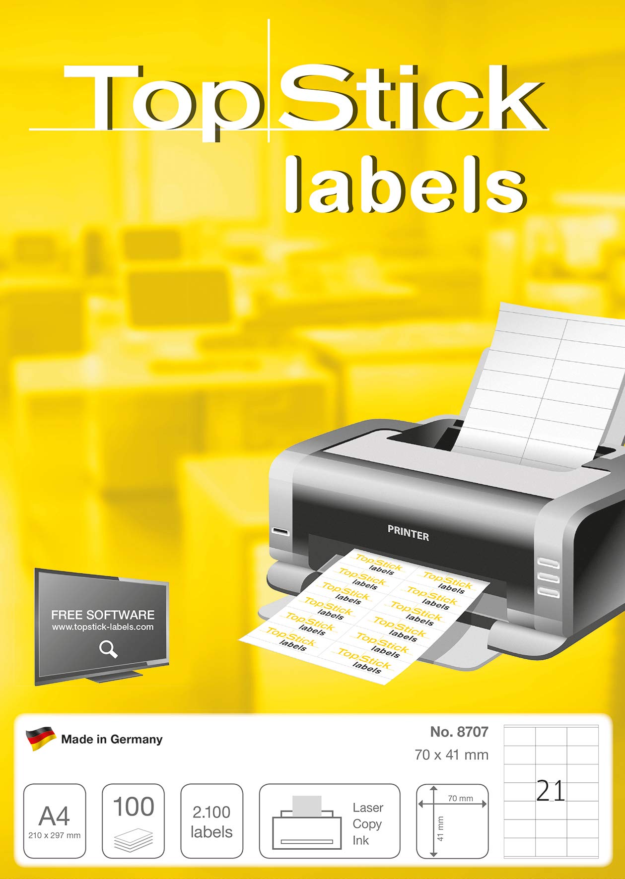 TopStick Self Adhesive Address Labels - 2100 Blank Labels