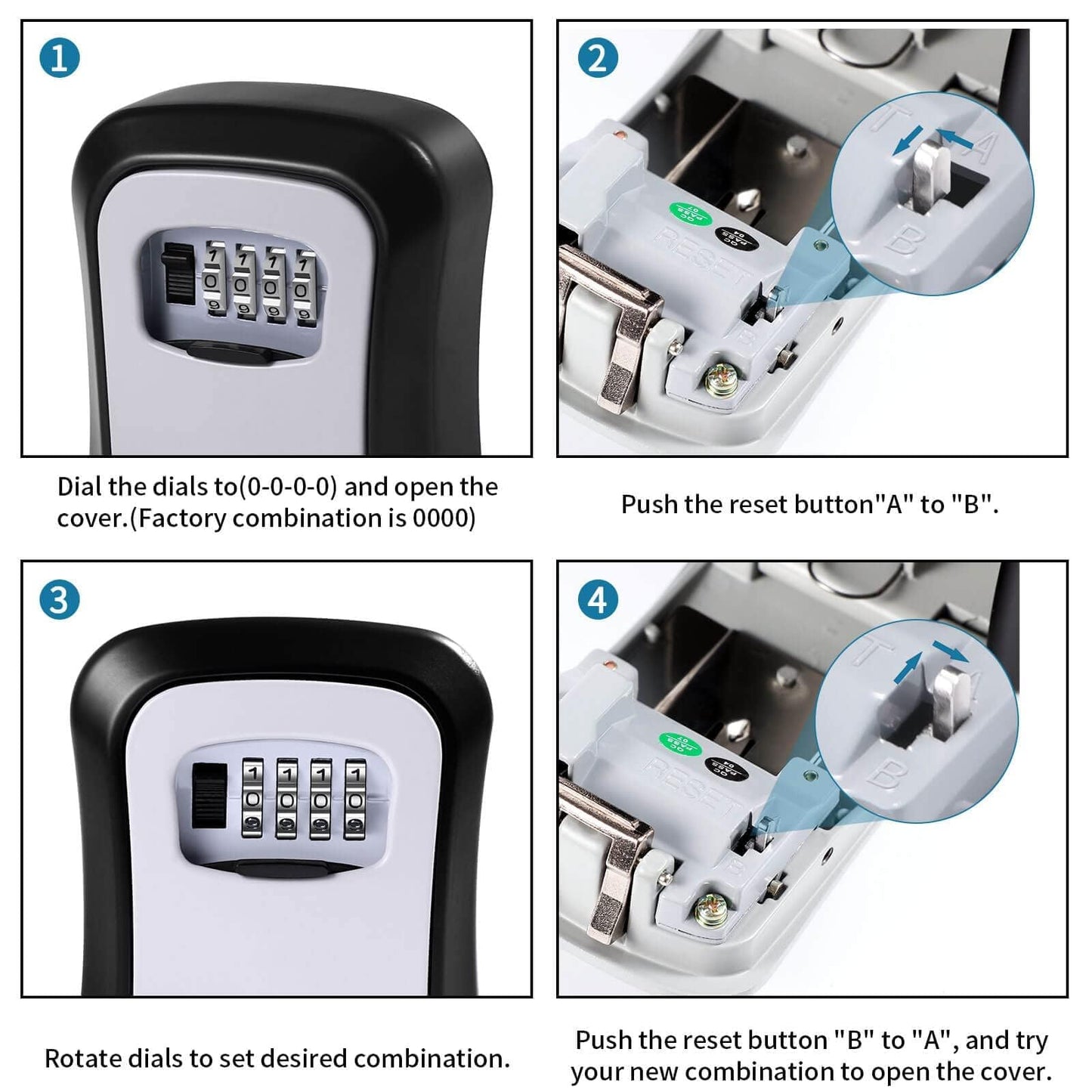 Wall Mounted Key Safe - 4 Digit Combination Lock Box for Indoor/Outdoor
