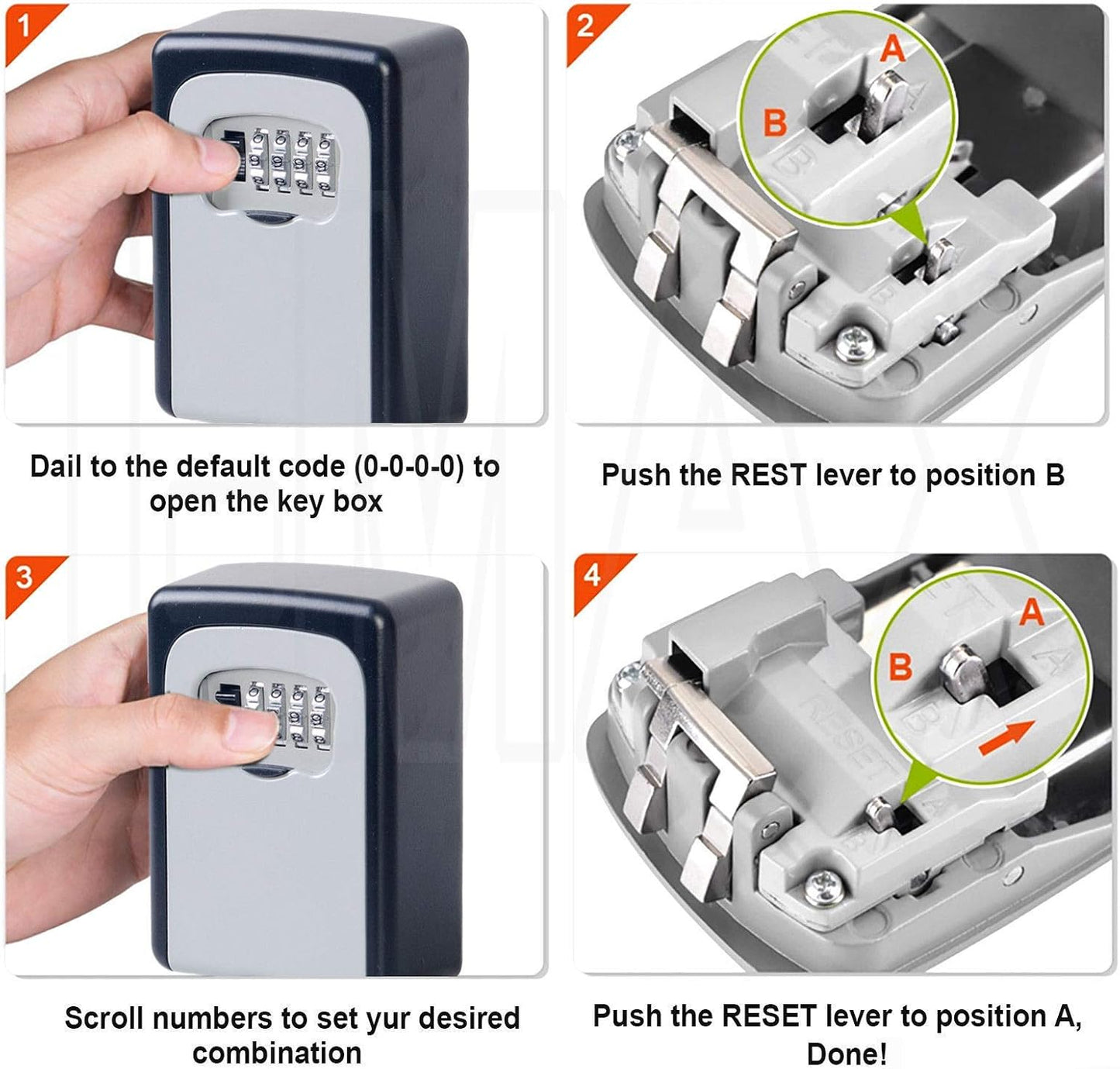 Wall Mounted Key Lock Box with 4-Digit Combination for Secure Key Storage