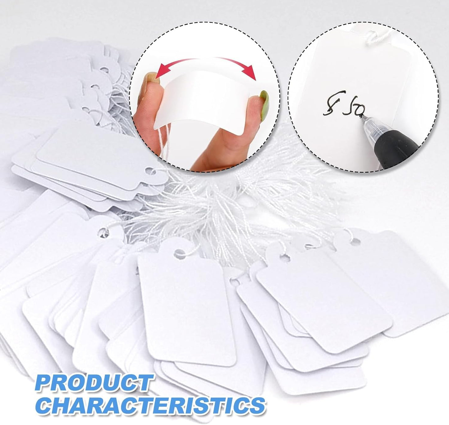 Price Labels Tags with String - 500 Pcs, 35x22mm