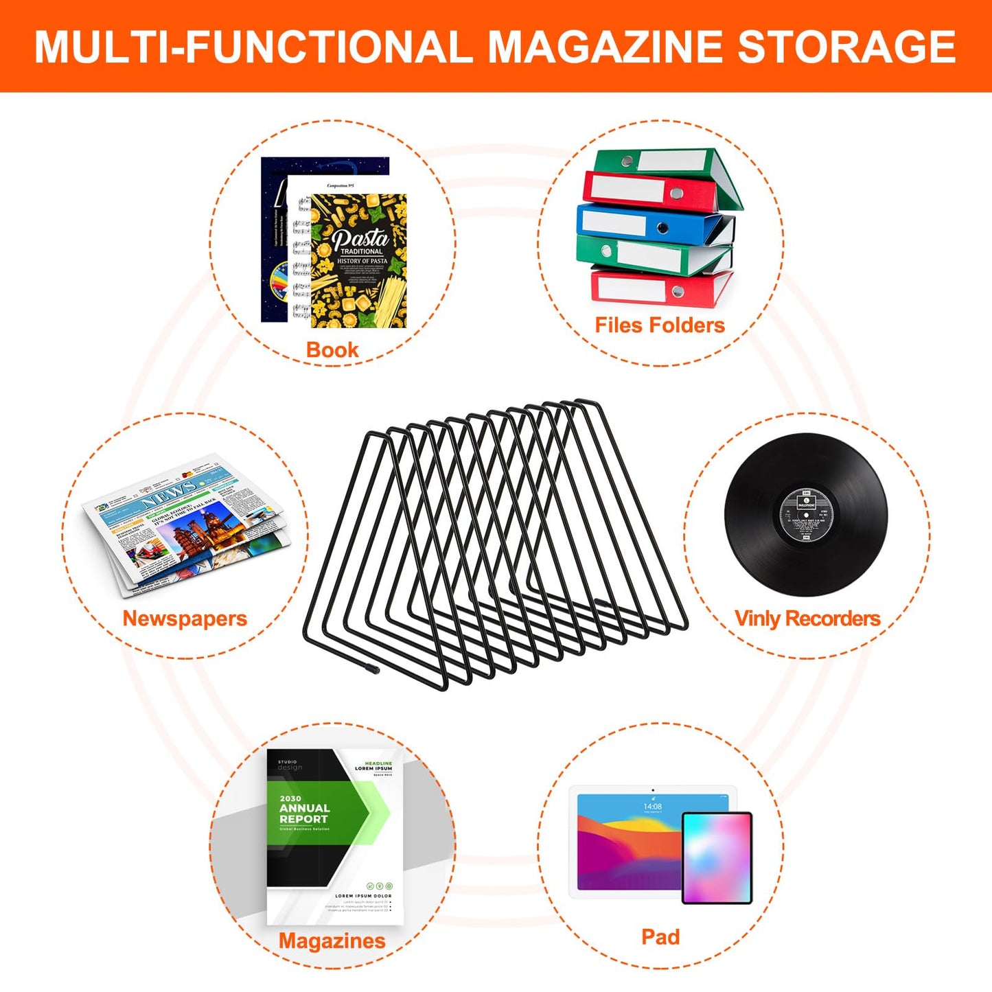 Triangle Desktop Holder Rack – 11 Slot Organizer for Records & Books-CentralDepot247