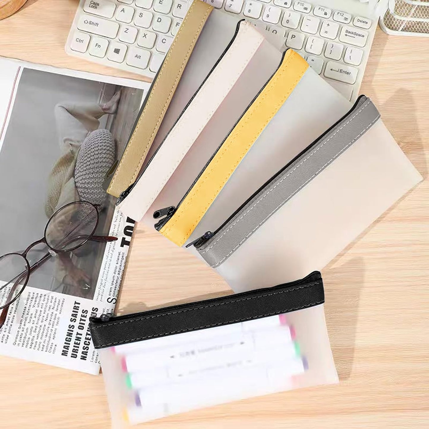 6pcs Clear Money Bags with Zipper - Multi-Purpose Cash Pouches