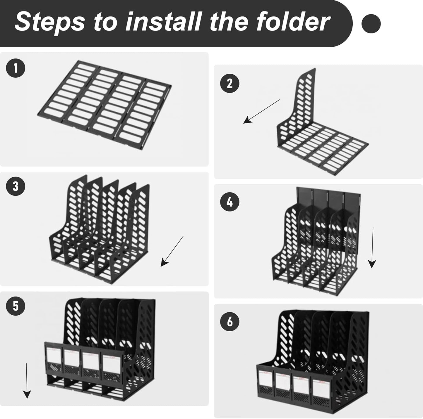 Sturdy A4 Plastic Magazine File Holder - 4 Sections Desktop Organizer-CentralDepot247