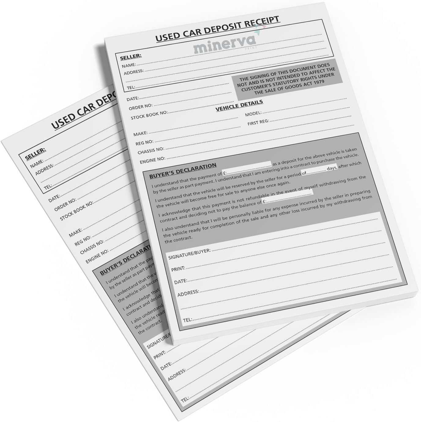Used Car Sales Deposit/Invoice NCR Pad A5 - 100 Pages