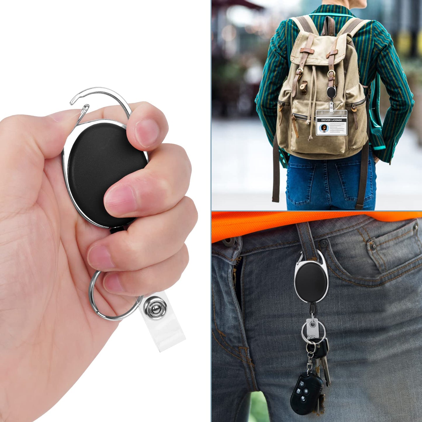 Retractable Badge Reels 2pcs Heavy Duty Keychain with Clips