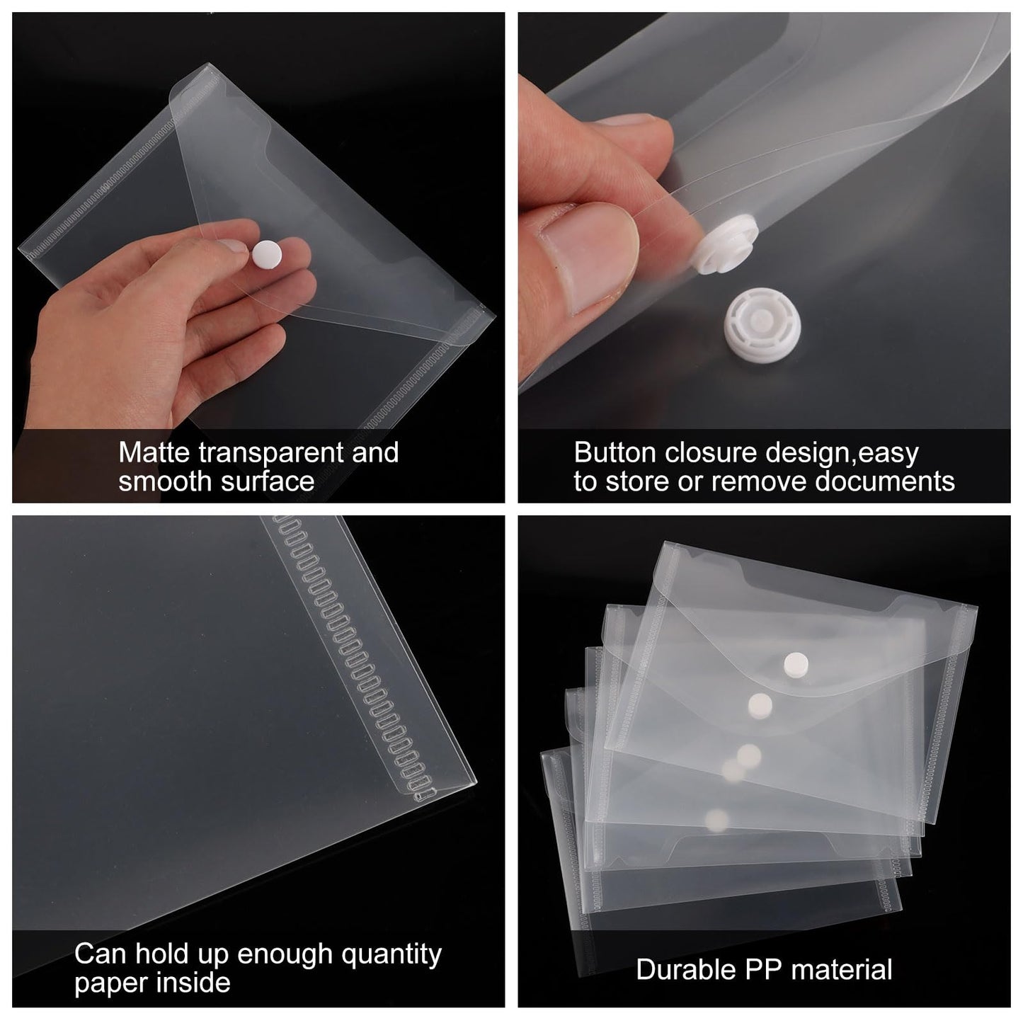 SHUESS 50 Pcs A6 Plastic Wallets - Clear Envelopes for Home & Office
