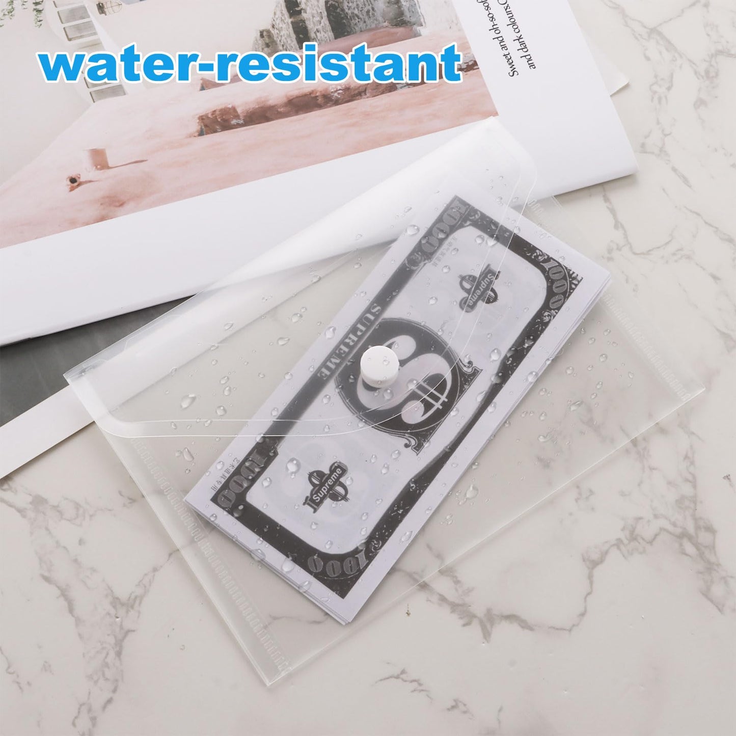 SHUESS 50 Pcs A6 Plastic Wallets - Clear Envelopes for Home & Office