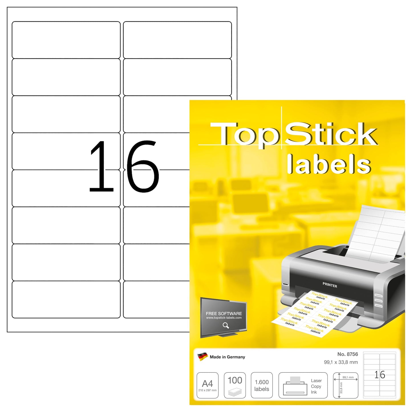 TopStick Self Adhesive Address Labels - 2100 Blank Labels