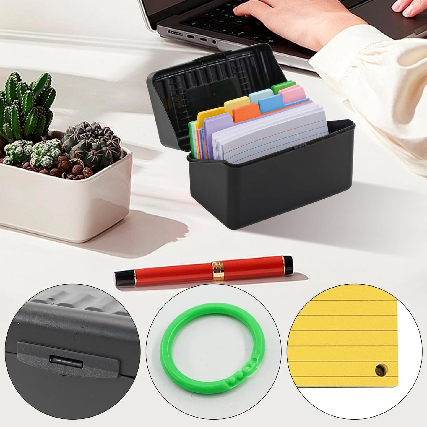 VANRA 3x5 Flash Card Organizer Case - Index Card Holder (Black)