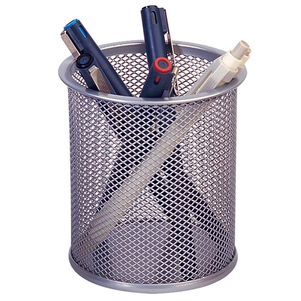 Stylish Silver Mesh Pen Pot for Desktop Organization-CentralDepot247